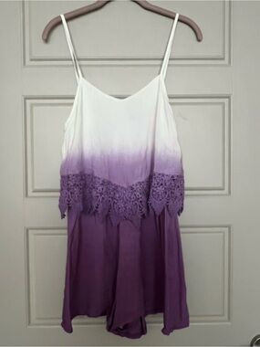 Purple Ombre Lace-Trim Romper NWT 8/small beach vacation summer